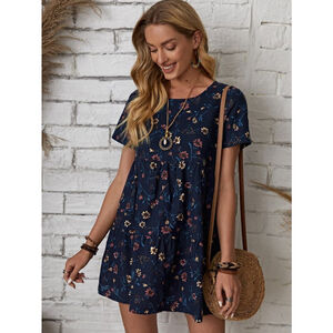 Emery Rose Floral Smocked Mini Dress Whimsy Prairie Dainty Coquette Romantic LG